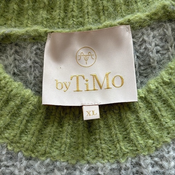 byTiMo Hairy Knit Alpaca Blend Sweater in Green Combo - Picture 5 of 6